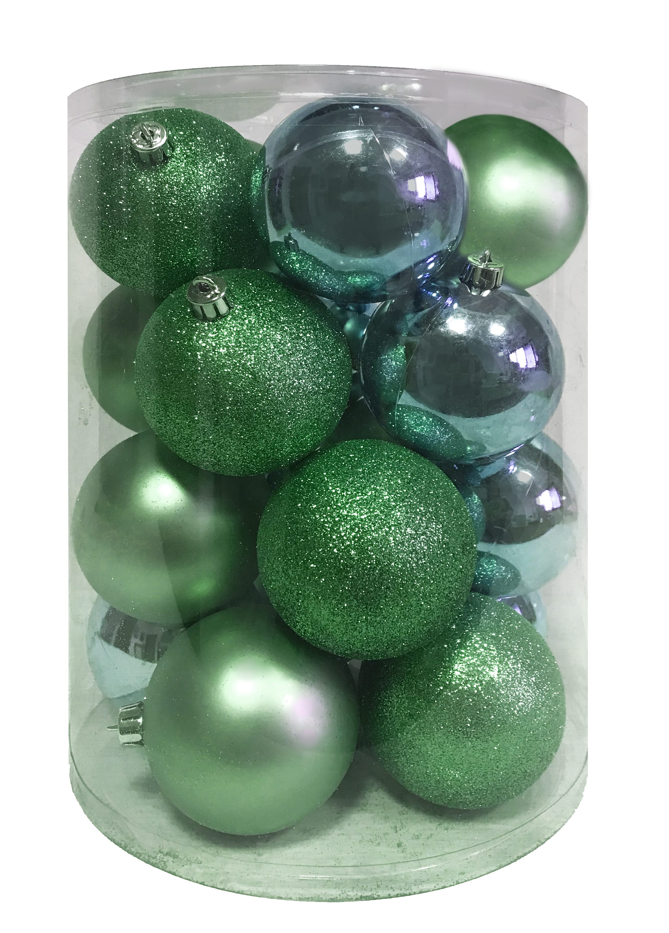GIOCOPLAST NATALE - CIL. 20 SFERE PLASTICA D.80 MINT GREEN, MET. MAT. GLITTER