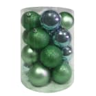 GIOCOPLAST NATALE - CIL. 20 SFERE PLASTICA D.80 MINT GREEN, MET. MAT. GLITTER