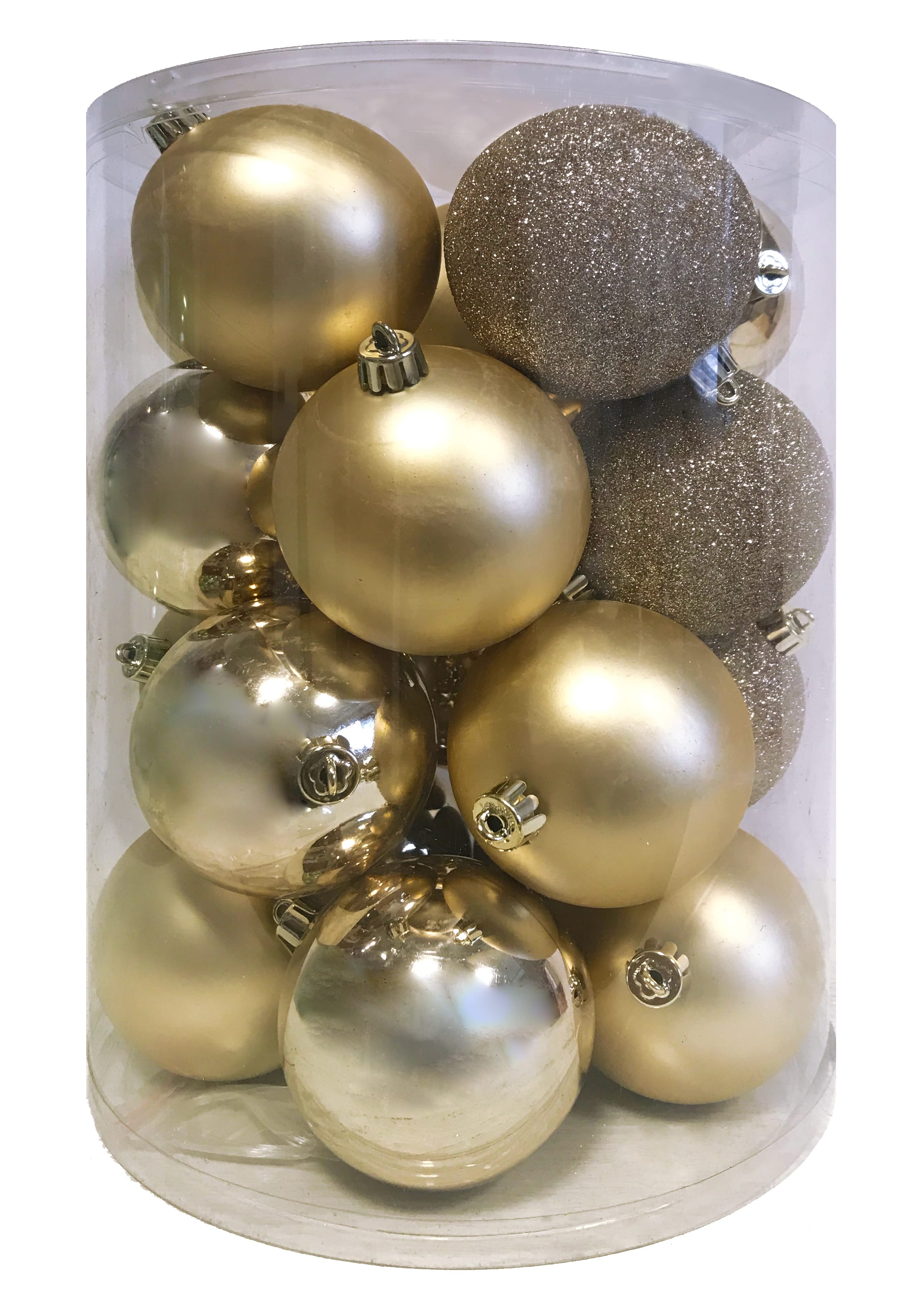 GIOCOPLAST NATALE - CIL. 20 SFERE PLASTICA D.80 CHAMPAGNE, MET. MAT. GLITTER