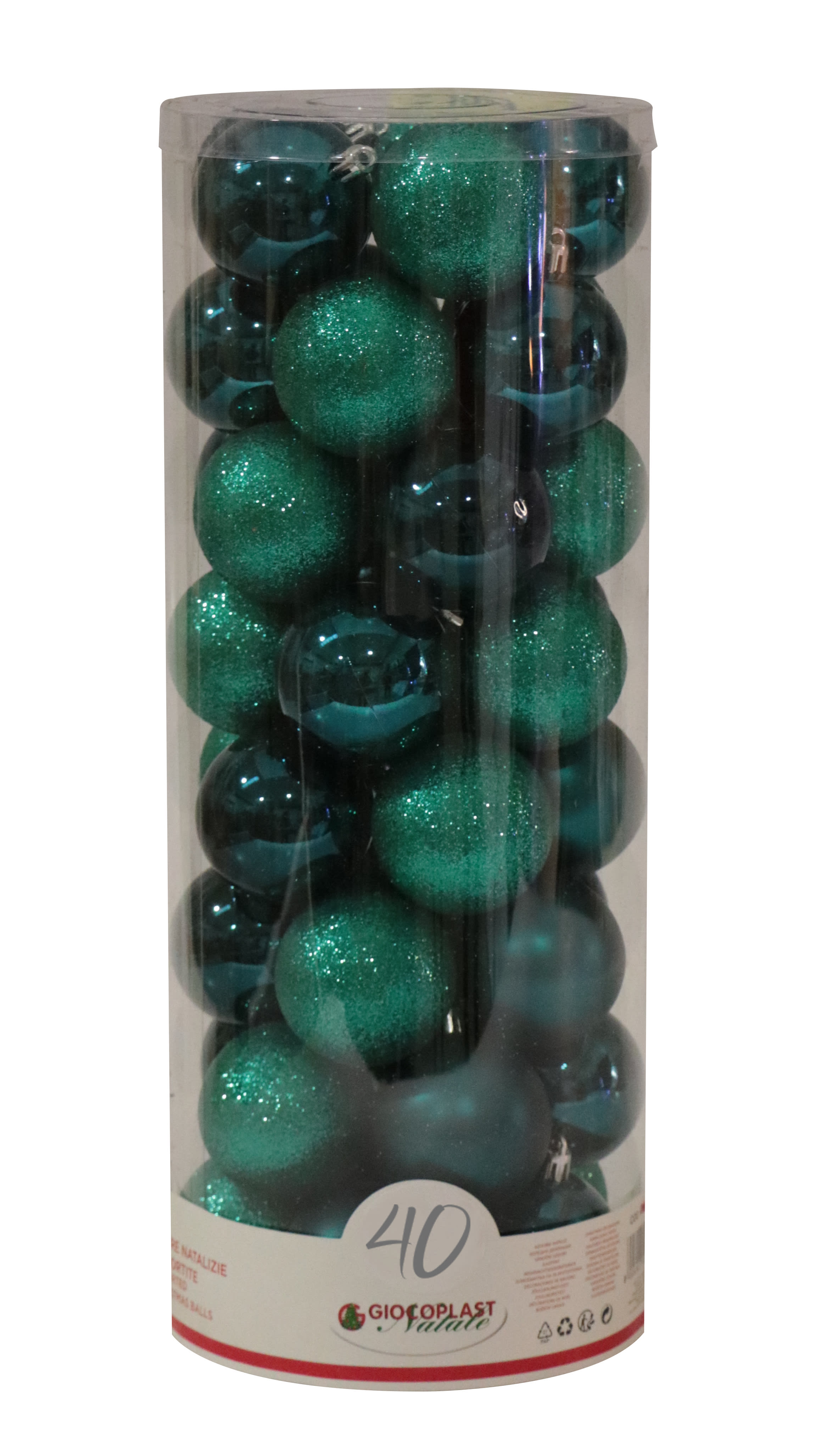 GIOCOPLAST NATALE - CIL. 40 SFERE D.60 SMERALDO, MET. MAT. GLITTER