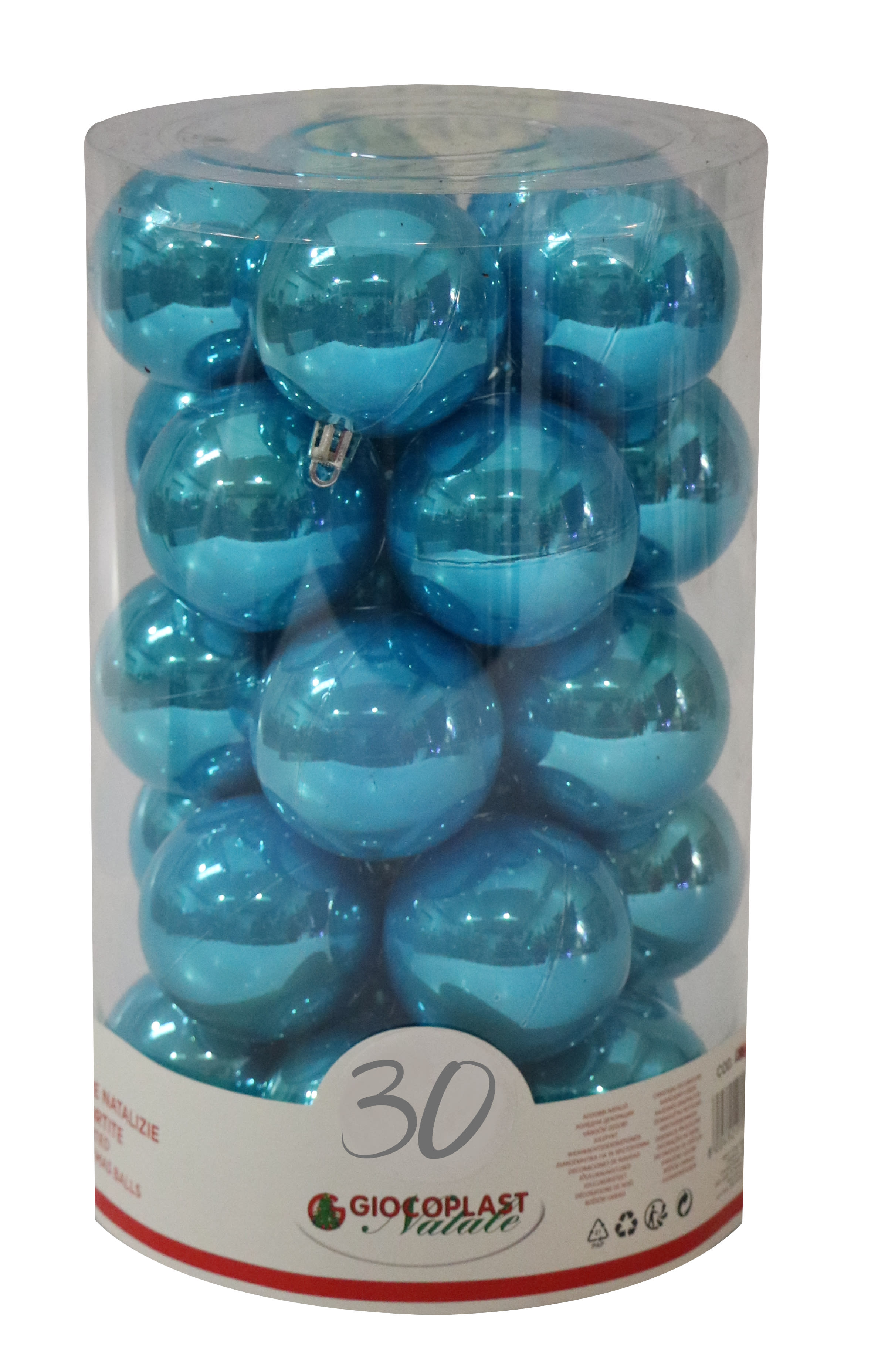 GIOCOPLAST NATALE - CIL. 30 SFERE PLASTICA PERLATE D.60 ICE BLUE