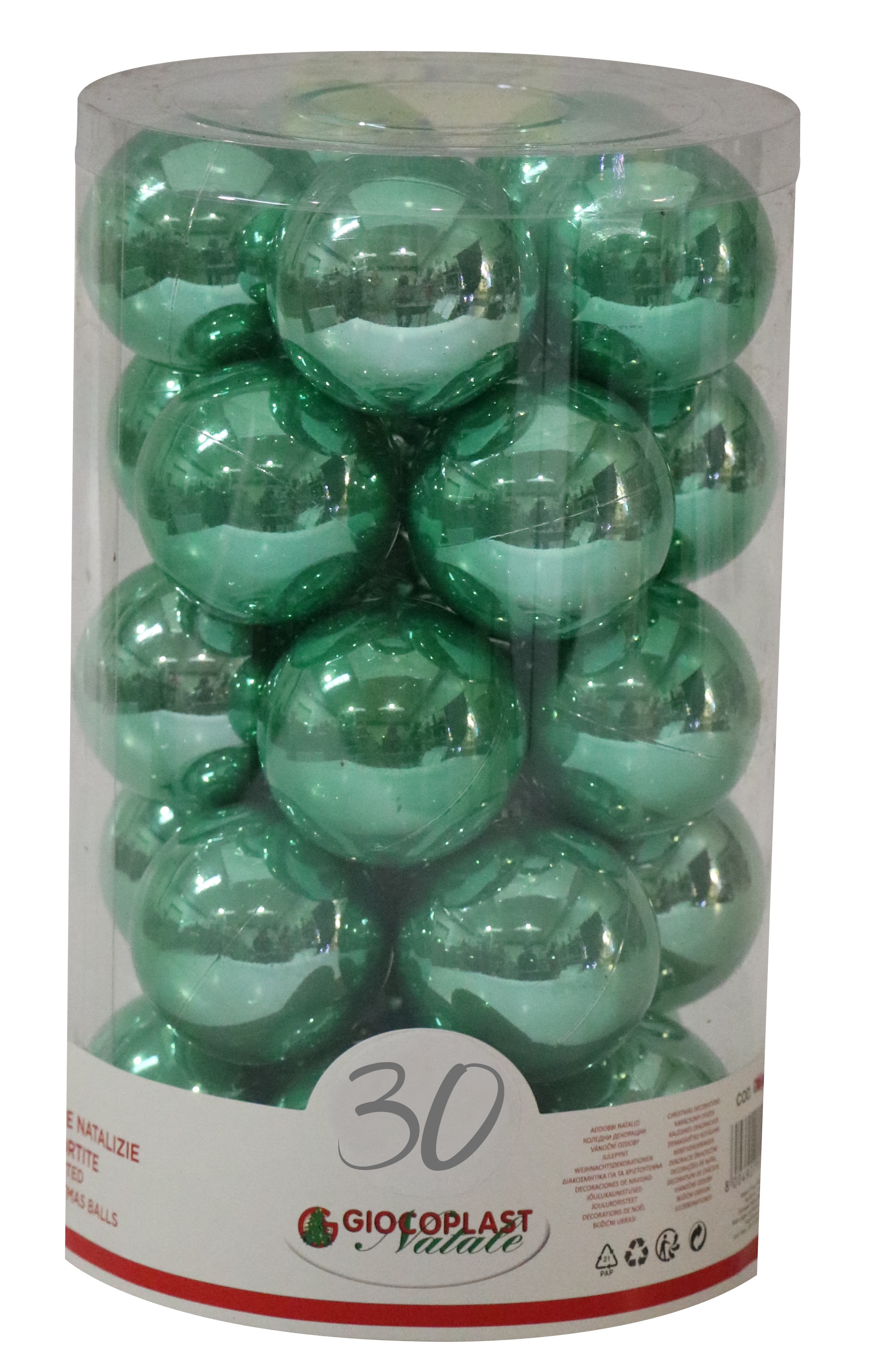 GIOCOPLAST NATALE - CIL. 30 SFERE PLASTICA PERLATE D.60 SMERALDO