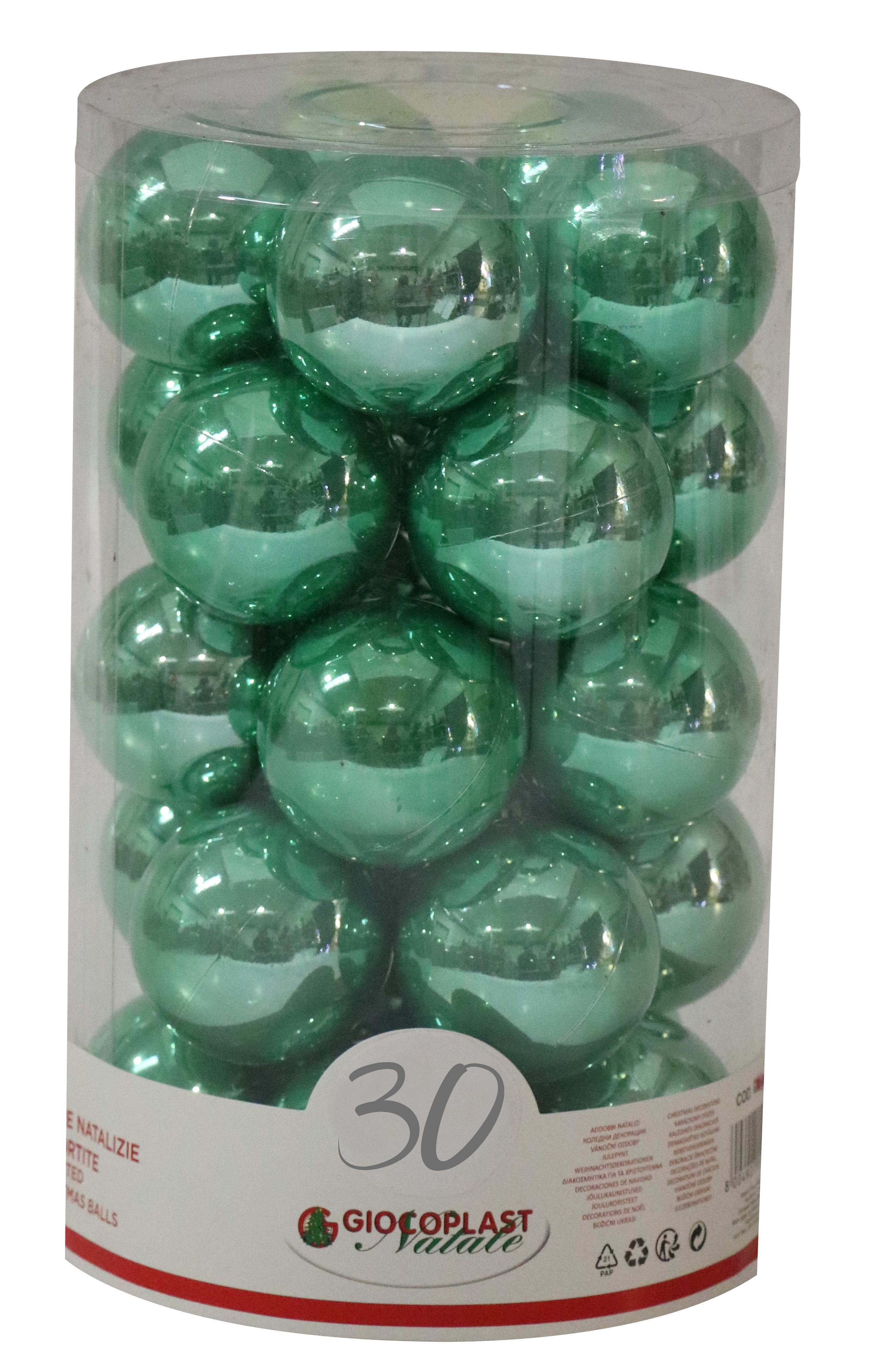 GIOCOPLAST NATALE - CIL. 30 SFERE PLASTICA PERLATE D.60 SMERALDO