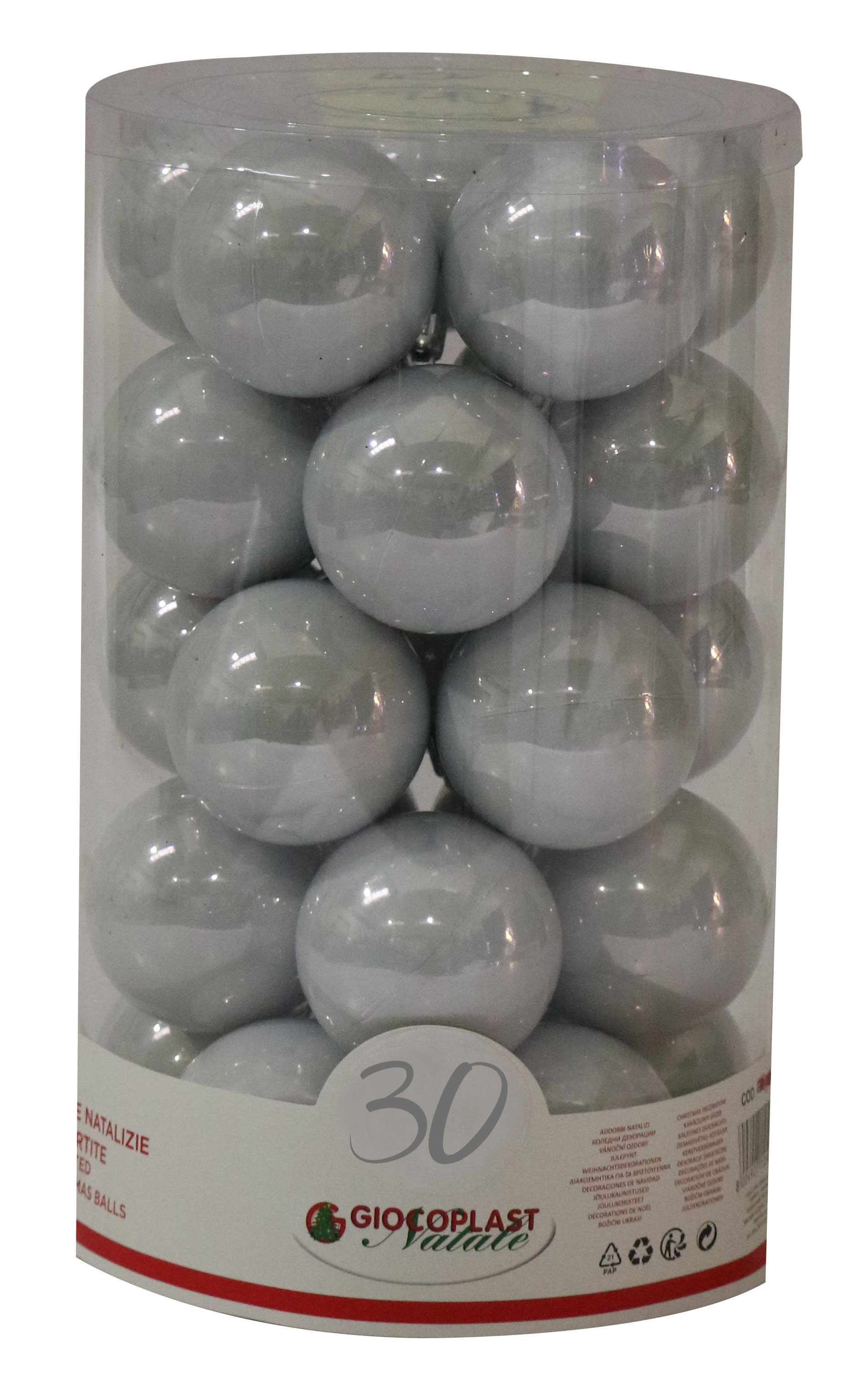 GIOCOPLAST NATALE - CIL. 30 SFERE PLASTICA PERLATE D.60 CLOUD