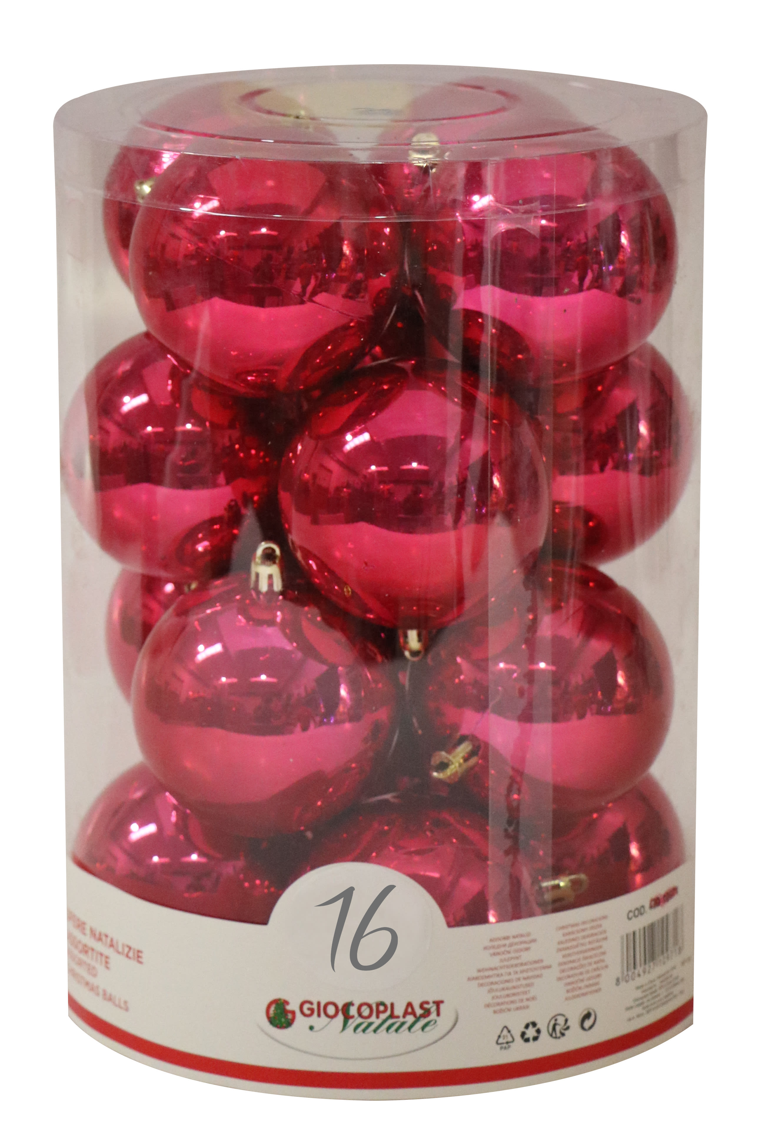 GIOCOPLAST NATALE - CIL. 16 SFERE PLASTICA PERLATE D.80 MAGENTA
