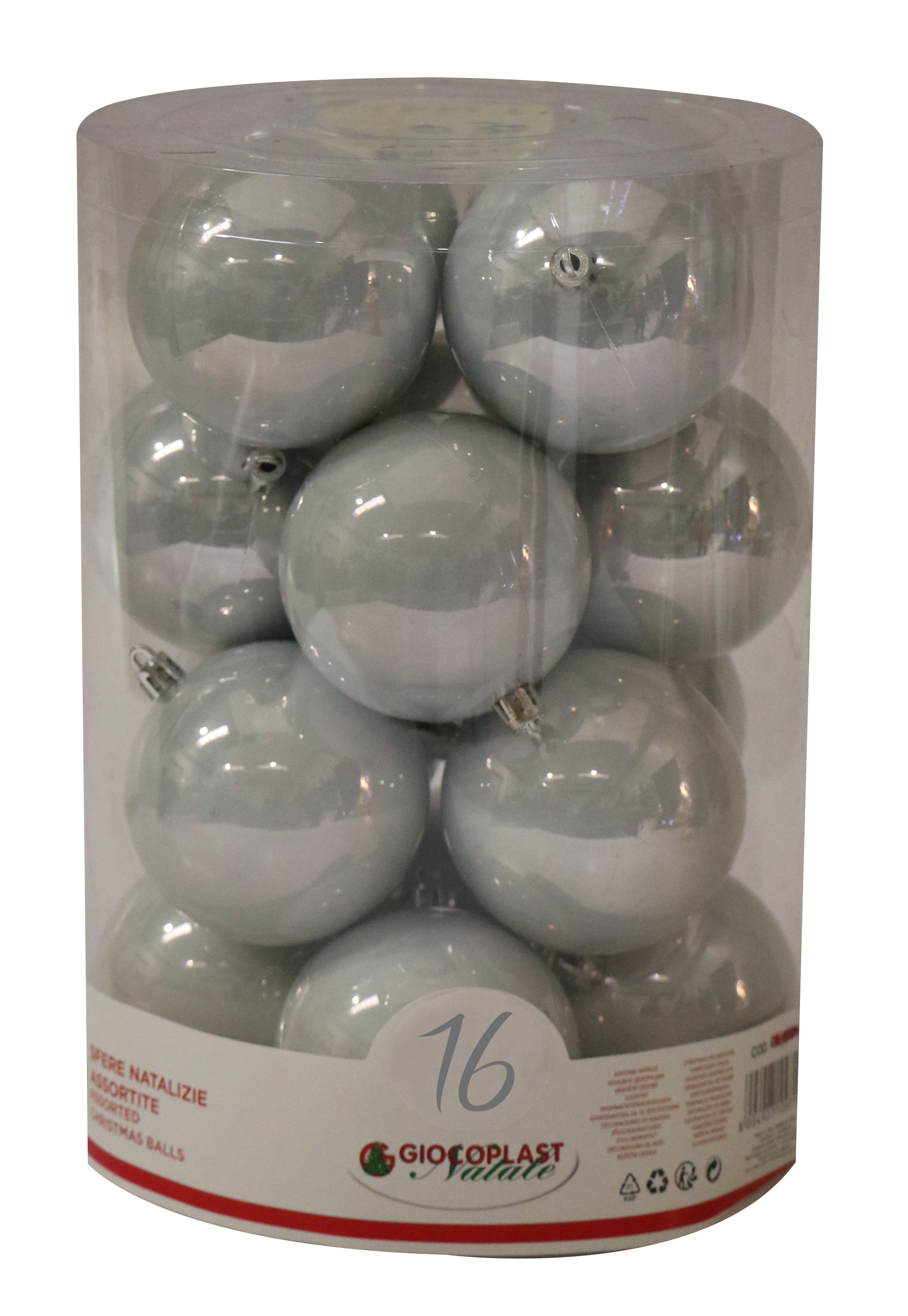 GIOCOPLAST NATALE - CIL. 16 SFERE PLASTICA PERLATE D.80 CLOUD