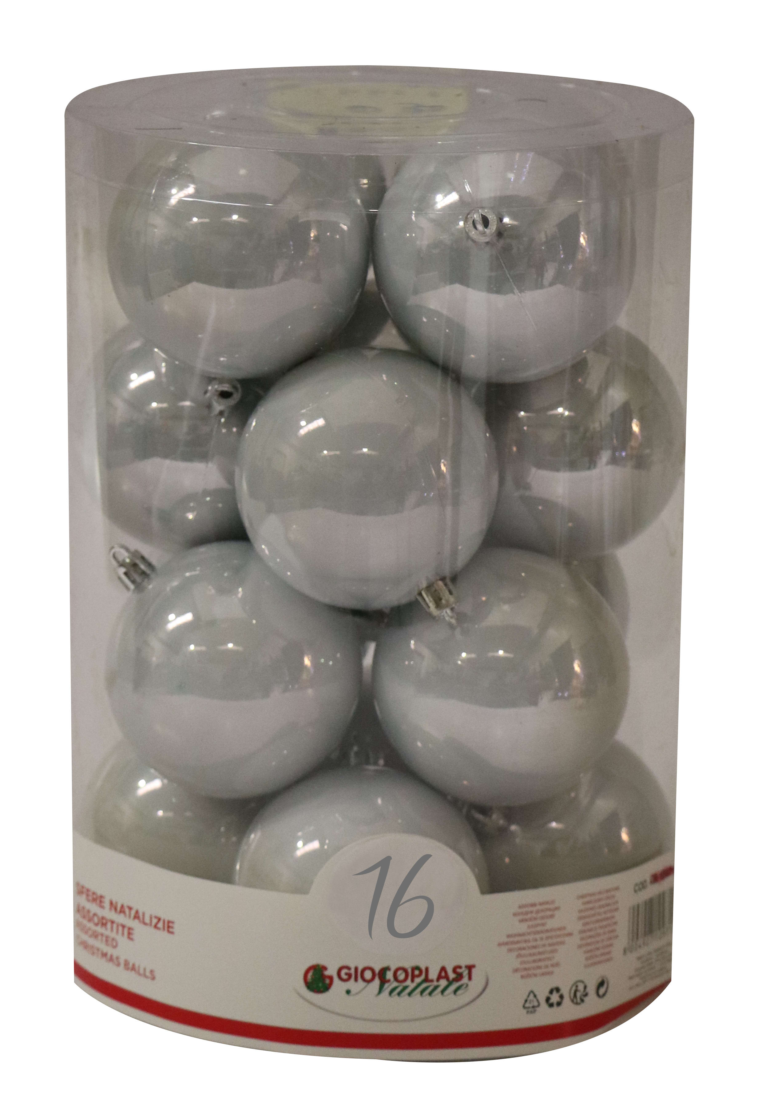 GIOCOPLAST NATALE - CIL. 16 SFERE PLASTICA PERLATE D.80 CLOUD