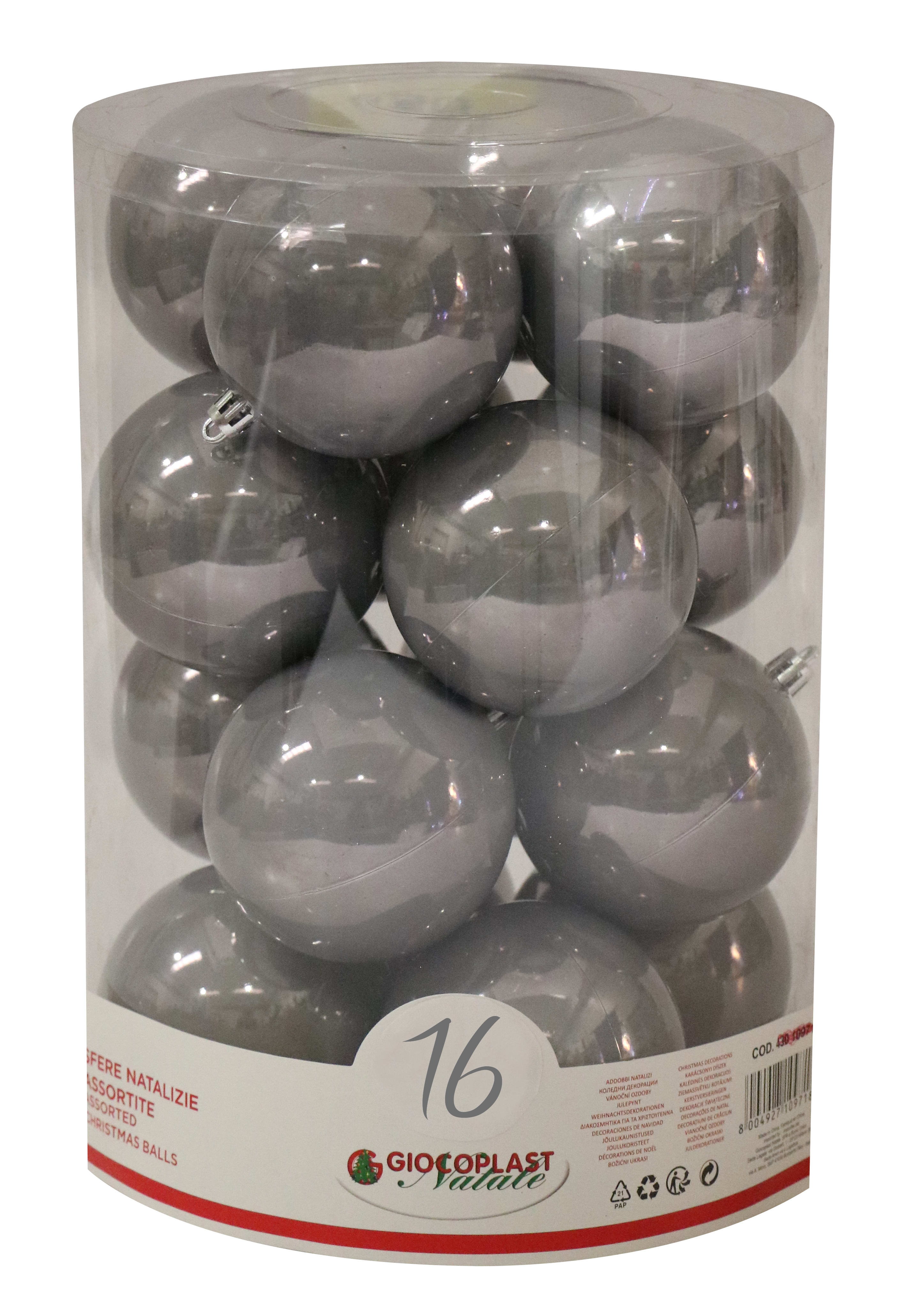 GIOCOPLAST NATALE - CIL. 16 SFERE PLASTICA PERLATE D.80 FUME'