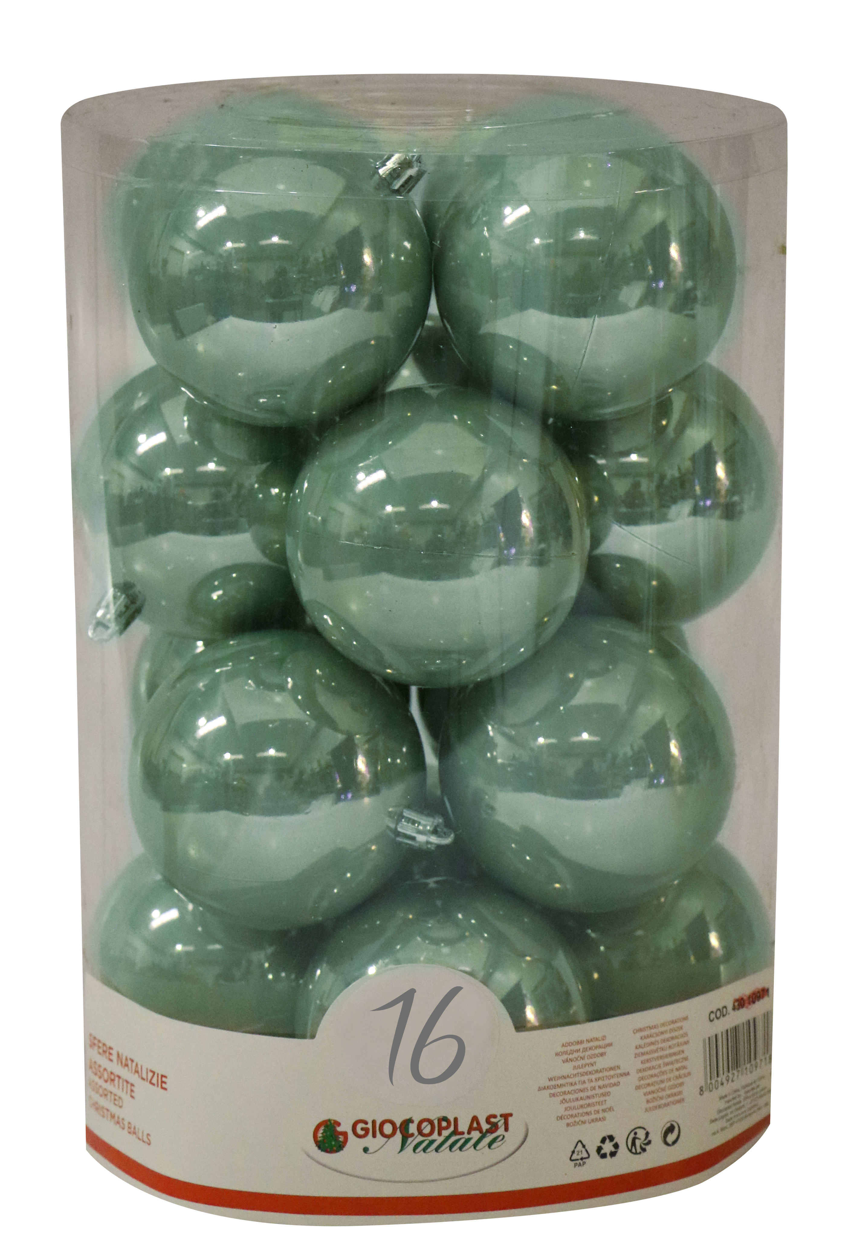 GIOCOPLAST NATALE - CIL. 16 SFERE PLASTICA PERLATE D.80 GREEN TEA
