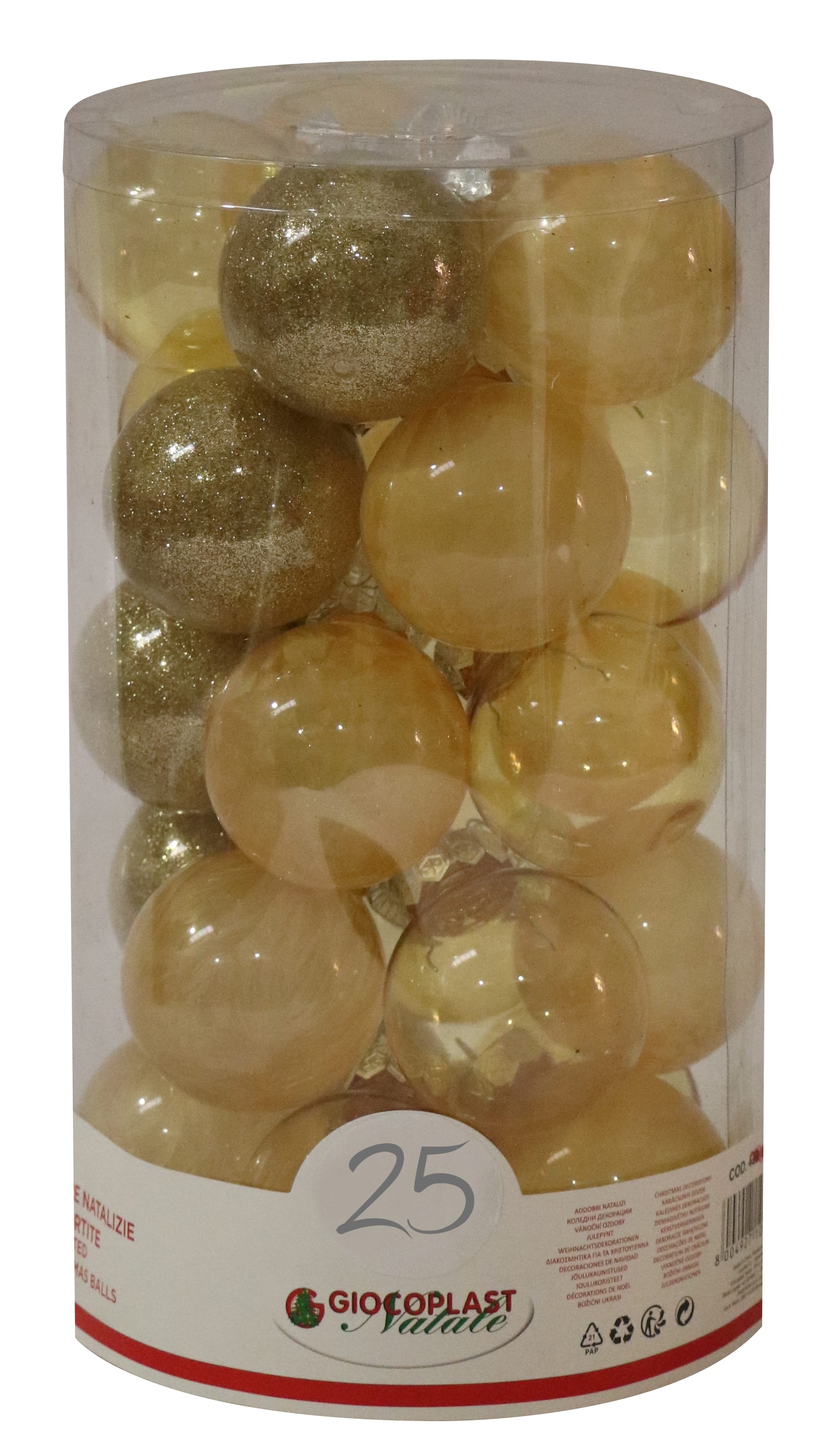 GIOCOPLAST NATALE - CIL. 25 SFERE PLASTICA D.60 GEMME ORO