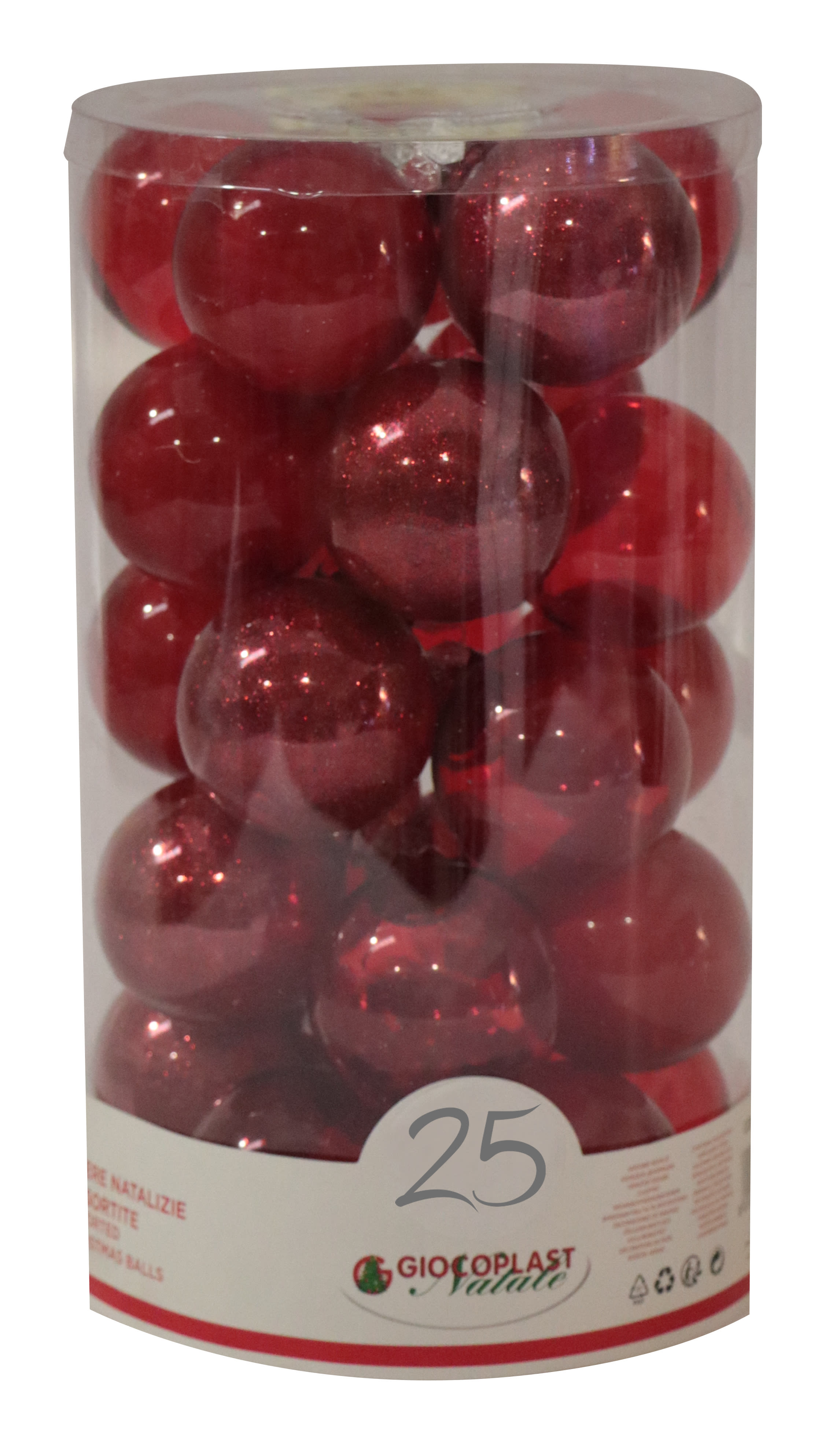 GIOCOPLAST NATALE - CIL. 25 SFERE PLASTICA D.60 GEMME ROSSE