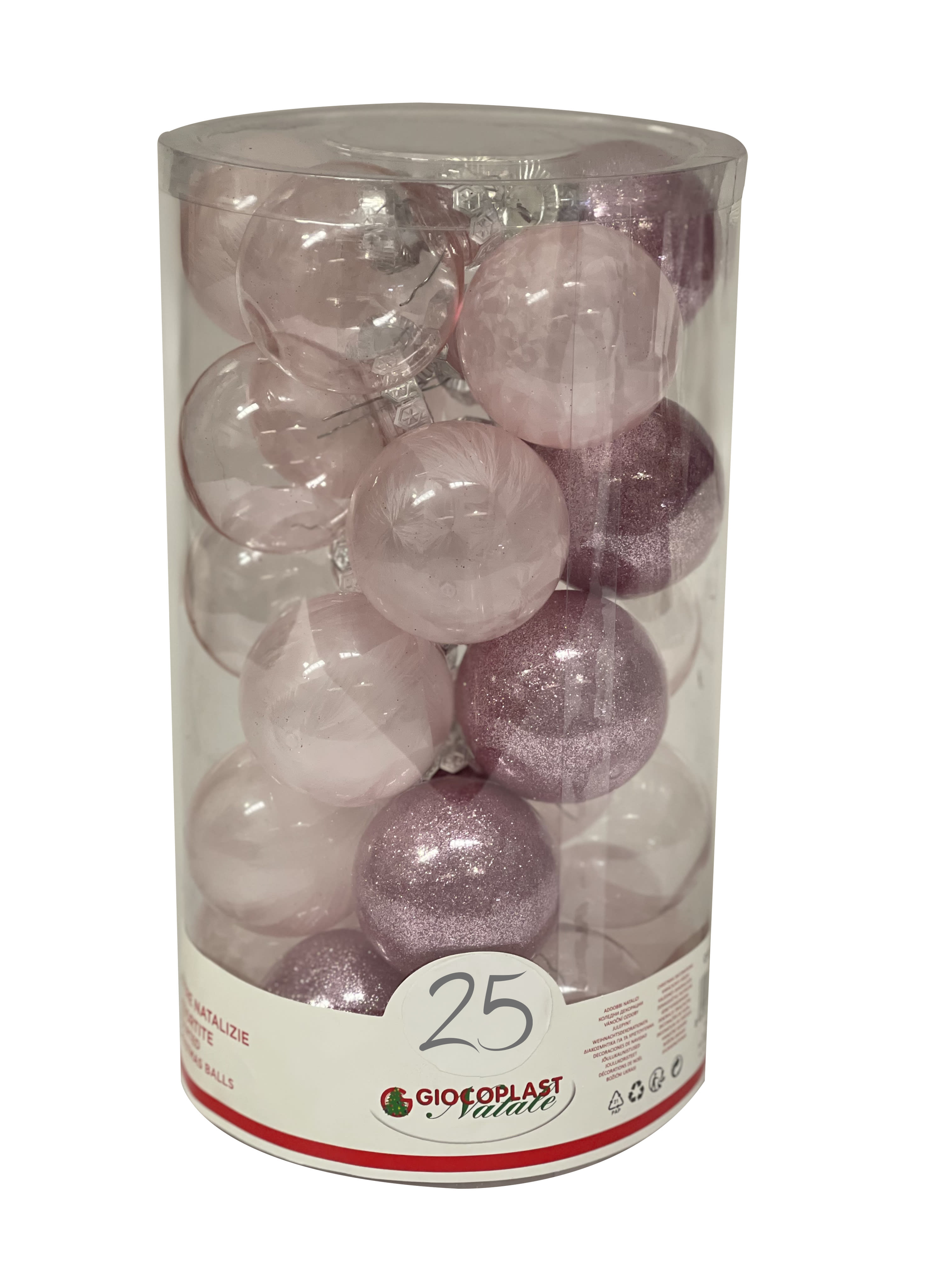 GIOCOPLAST NATALE - CIL. 25 SFERE PLASTICA D.60 GEMME ROSA