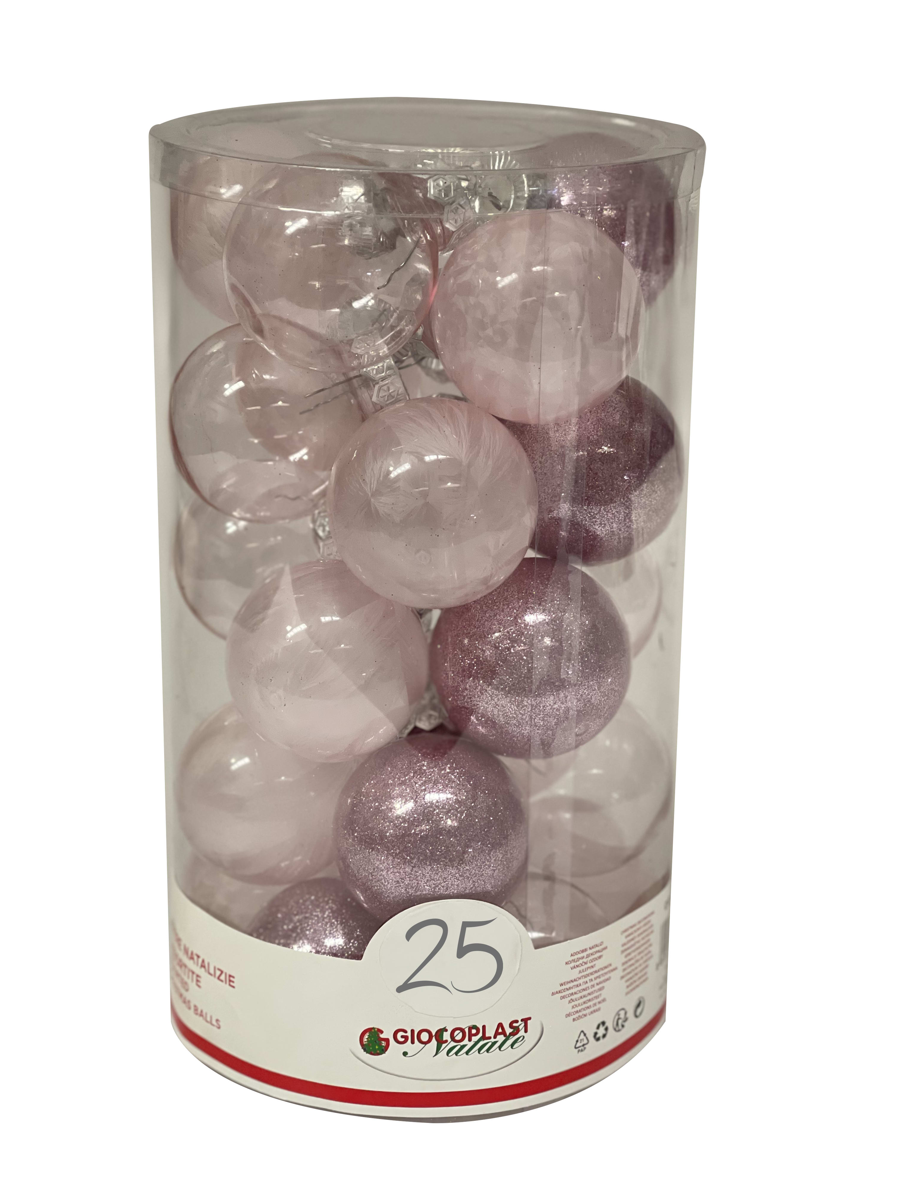 GIOCOPLAST NATALE - CIL. 25 SFERE PLASTICA D.60 GEMME ROSA