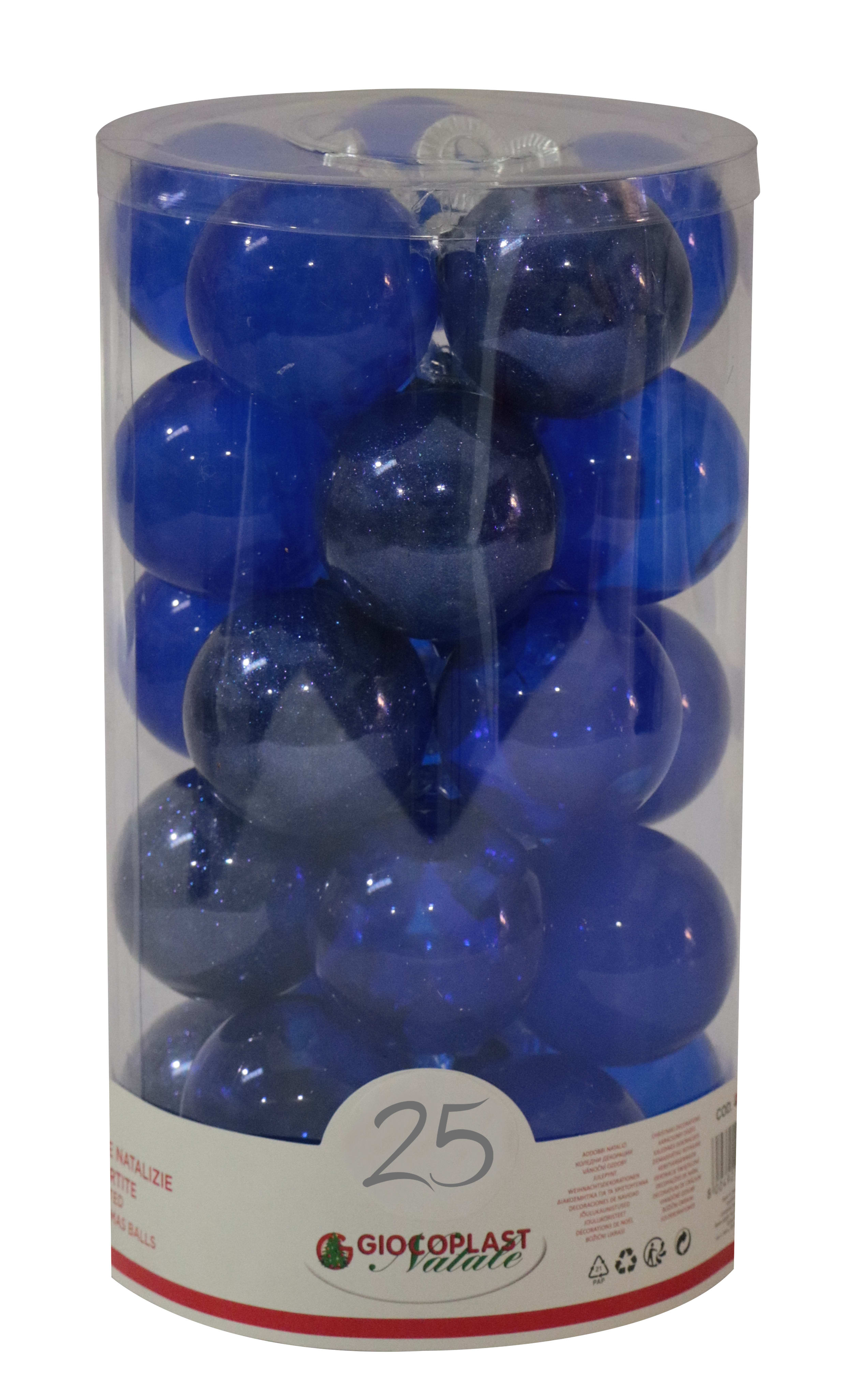 GIOCOPLAST NATALE - CIL. 25 SFERE PLASTICA D.60 GEMME BLU