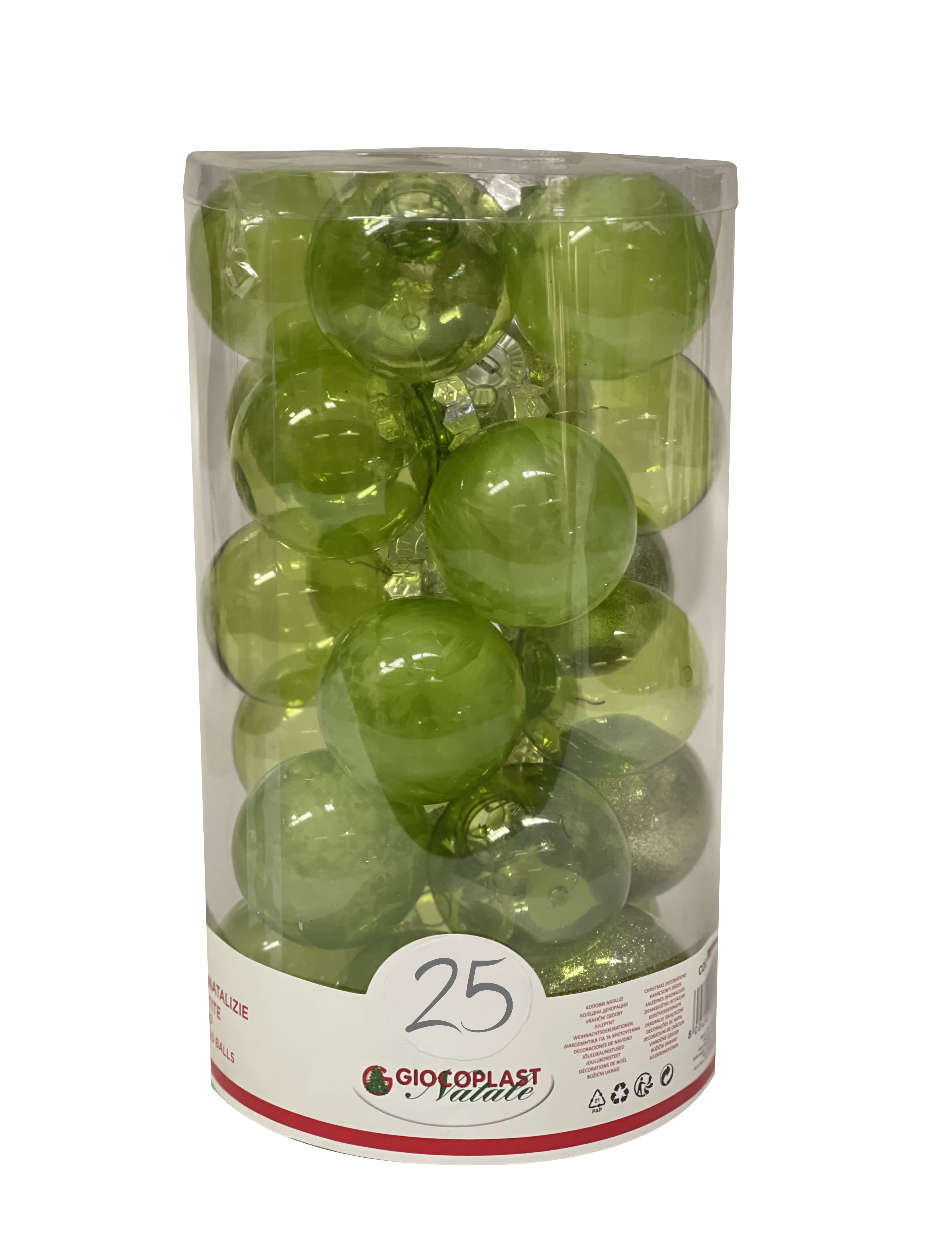 GIOCOPLAST NATALE - CIL. 25 SFERE PLASTICA D.60 GEMME MINT GREEN