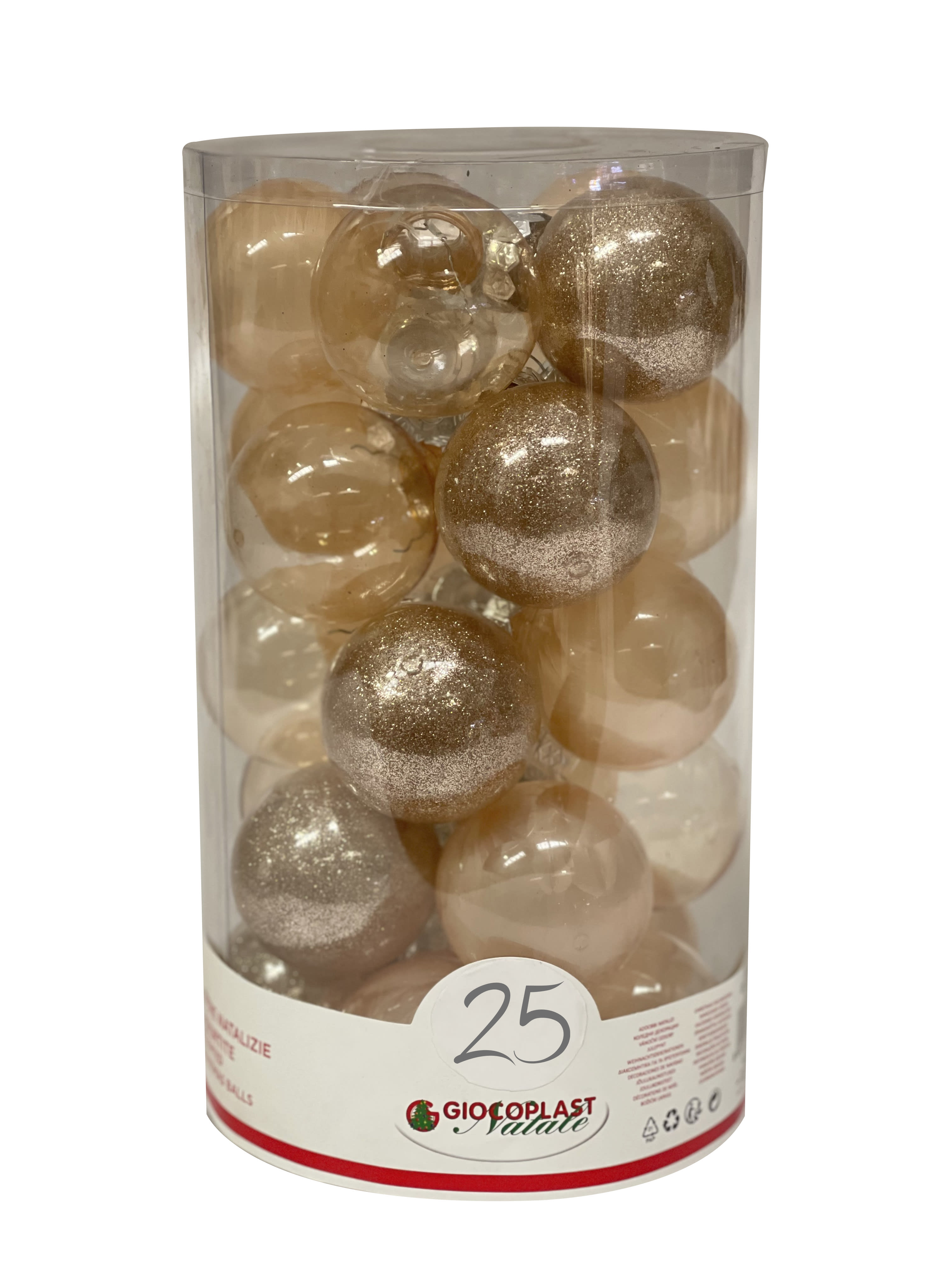 GIOCOPLAST NATALE - CIL. 25 SFERE PLASTICA D.60 GEMME CHAMPAGNE