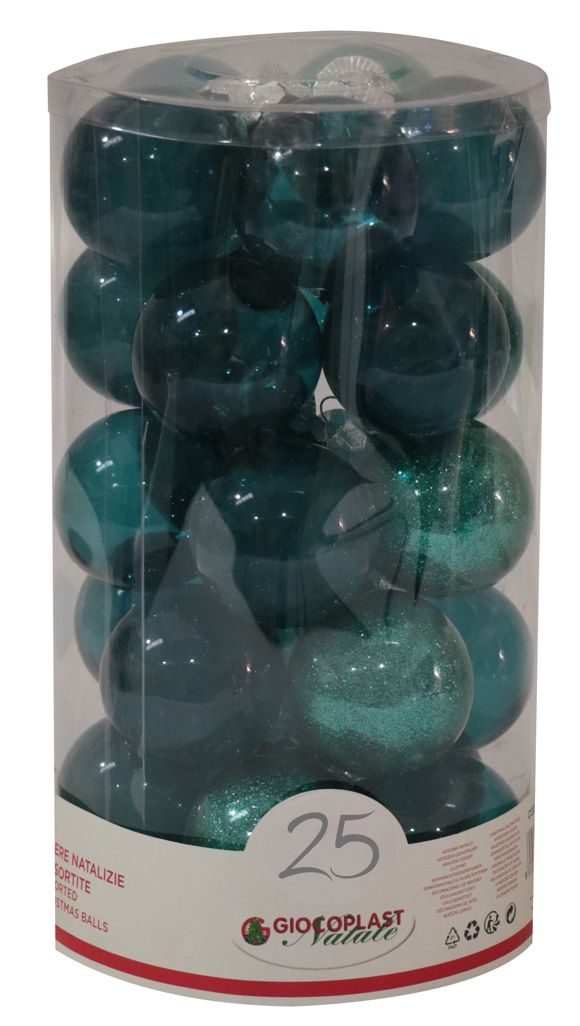 GIOCOPLAST NATALE - CIL. 25 SFERE PLASTICA D.60 GEMME SMERALDO