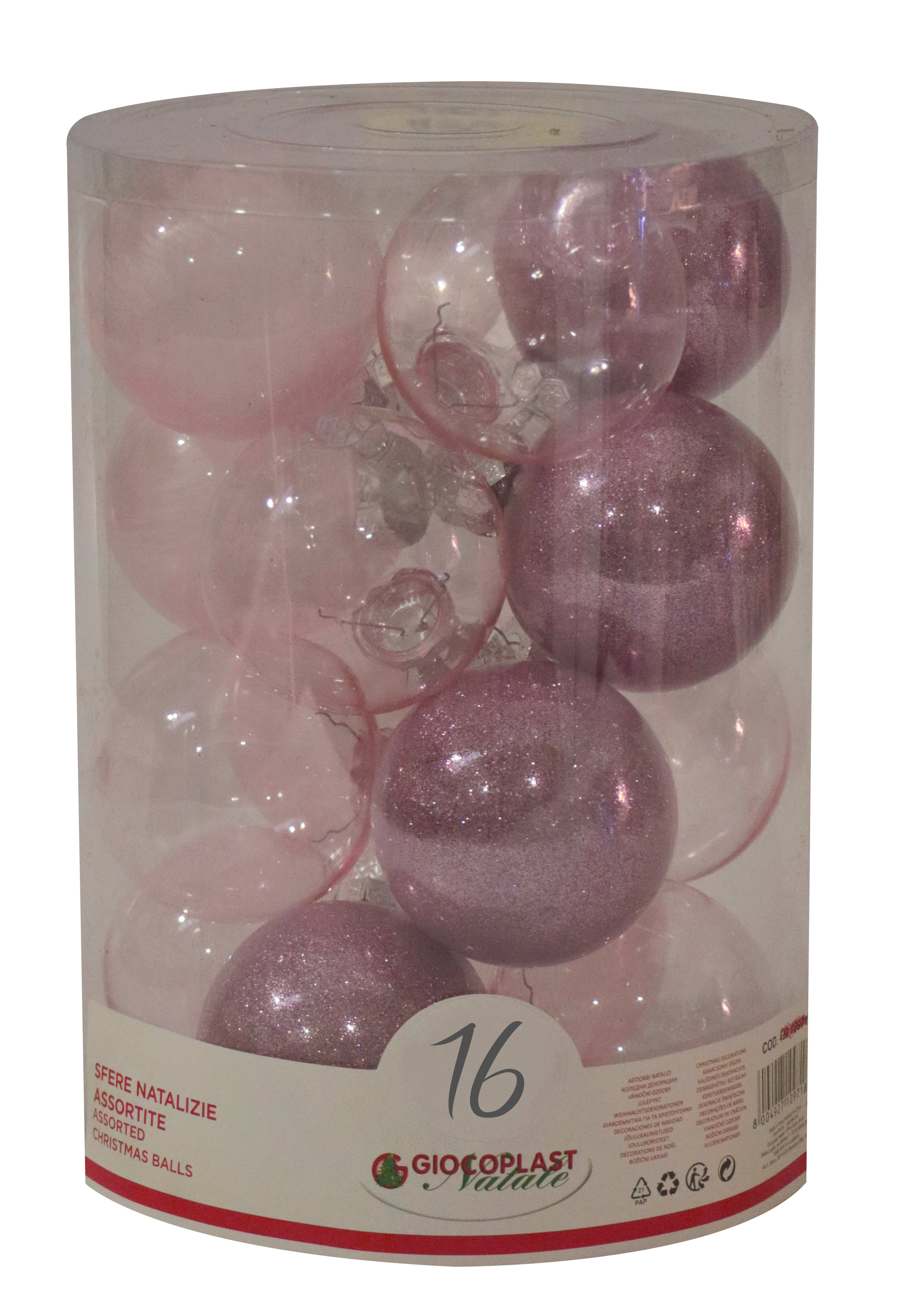 GIOCOPLAST NATALE - CIL. 16 SFERE PLASTICA D.80 GEMME ROSA