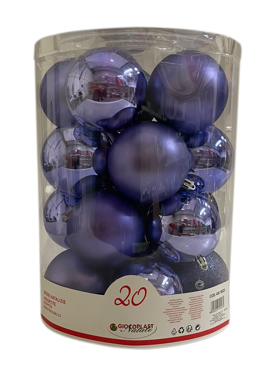 GIOCOPLAST NATALE - CIL. 20 SFERE PLASTICA D80. PURPLE, MET. MAT. GLITTER