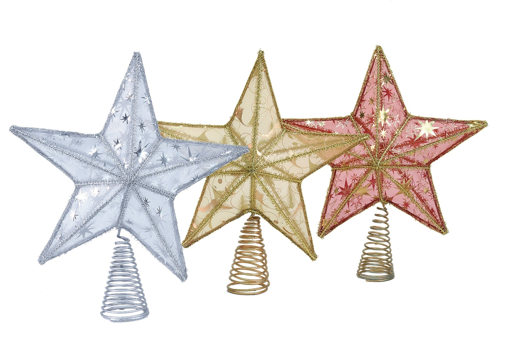 GIOCOPLAST NATALE - PUNTALE STELLA DEC. CM.27, 3 COL. ASS.: 8 ORO, 8 ROSSI, 8 ARG.