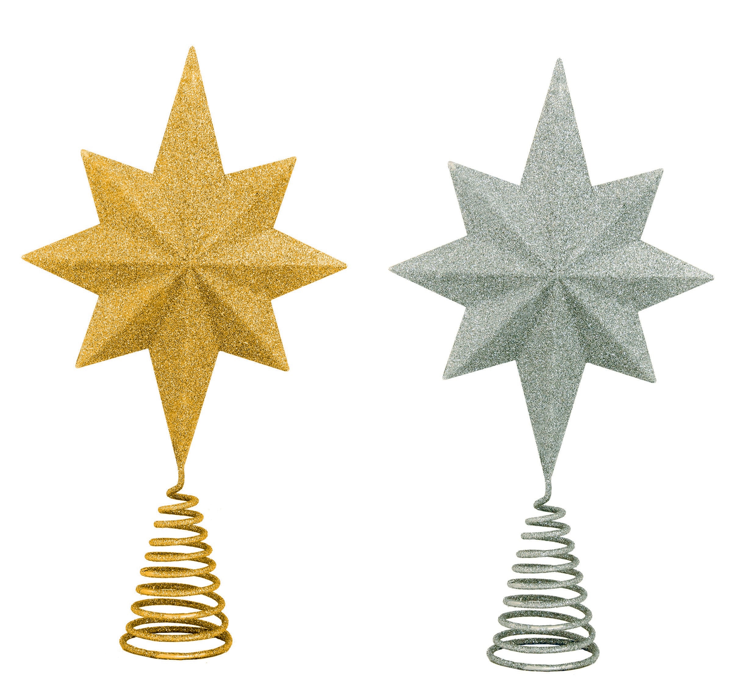 GIOCOPLAST NATALE - PUNTALE STELLA 8 PUNTE GLITTER CM.35, ASS. ORO-ARG.