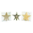GIOCOPLAST NATALE - PUNTALE TRIPLA STELLA PLASTICA ORO, MET. MAT. GLITTER, CM.21