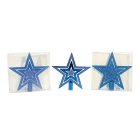 GIOCOPLAST NATALE - PUNTALE TRIPLA STELLA PLASTICA BLU, MET. MAT. GLITTER, CM.21