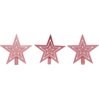 GIOCOPLAST NATALE - PUNTALE TRIPLA STELLA PLASTICA ROSA, MET. MAT. GLITTER, CM.21