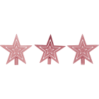 GIOCOPLAST NATALE - PUNTALE TRIPLA STELLA PLASTICA ROSA, MET. MAT. GLITTER, CM.21