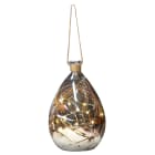 GIOCOPLAST NATALE - AMPOLLA A GOCCIA CON DECORO NEVE E PIGNE 16CM CON 10 GOCCE DI LED BIANCO CALDO A BATTERIE
