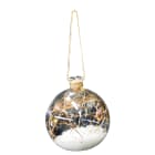 GIOCOPLAST NATALE - AMPOLLA A SFERA CON DECORO NEVE E PIGNE 13CM CON 10 GOCCE DI LED BIANCO CALDO A BATTERIE