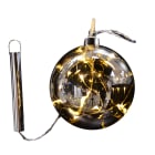 GIOCOPLAST NATALE - SFERA VETRO FUME' DESIGN 12 CM CON GOCCE DI LED BIANCO CALDO A BATTERIE