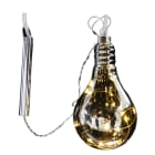 GIOCOPLAST NATALE - LAMPADINA VETRO FUME' DESIGN 18 CM CON GOCCE DI LED BIANCO CALDO A BATTERIE