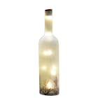 GIOCOPLAST NATALE - BOTTIGLIA VETRO FROST DECORATA 32 CM CON GOCCE DI LED BIANCO CALDO