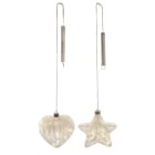 GIOCOPLAST NATALE - PENDENTE VETRO CLEAR DESIGN 15 CM CON DECORO CRISTALLI IRIDESCENTI, CON GOCCE DI LED BIANCO CALDO A BATTERIE, 2 MOD. ASS. 48019130