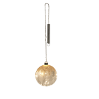 GIOCOPLAST NATALE - SFERA VETRO CLEAR DESIGN 12 CM CON DECORO CRISTALLI AMBRA, CON GOCCE DI LED BIANCO CALDO A BATTERIE