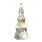 GIOCOPLAST NATALE - ALBERO VETRO CLEAR DESIGN H.32,5 CM CON DECORO CRISTALLI IRIDESCENTI, CON GOCCE DI LED BIANCO CALDO A BATTERIE