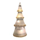 GIOCOPLAST NATALE - ALBERO VETRO CLEAR DESIGN H.21 CM CON DECORO CRISTALLI AMBRA, CON GOCCE DI LED BIANCO CALDO A BATTERIE