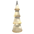 GIOCOPLAST NATALE - ALBERO VETRO CLEAR DESIGN H.32,5 CM CON DECORO CRISTALLI AMBRA, CON GOCCE DI LED BIANCO CALDO A BATTERIE