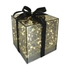 GIOCOPLAST NATALE - PACCO REGALO VETRO FUME' DESIGN 15 CM CON GOCCE DI LED A BATTERIE