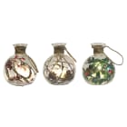 GIOCOPLAST NATALE - BOTTIGLIETTA VETRO DECORATA 7 CM CON LED BIANCO CALDO A BATTERIE, MOD. ASS.