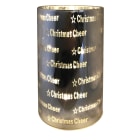 GIOCOPLAST NATALE - CILINDRO VETRO MIRROR CON SCRITTE H.10 CM D.8,5 CM CON GOCCE DI LED A BATTERIE