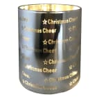 GIOCOPLAST NATALE - CILINDRO VETRO MIRROR CON SCRITTE H.15 CM D.8,5 CM CON GOCCE DI LED A BATTERIE