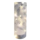 GIOCOPLAST NATALE - CILINDRO VETRO FROST DECORATO H.30 CM D.9 CM CON GOCCE DI LED A BATTERIE