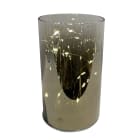 GIOCOPLAST NATALE - CILINDRO VETRO MIRROR FUME' H.15 CM D.9 CM CON GOCCE DI LED A BATTERIE