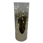 GIOCOPLAST NATALE - CILINDRO VETRO MIRROR FUME' H.25 CM D.9 CM CON GOCCE DI LED A BATTERIE