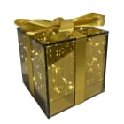 GIOCOPLAST NATALE - PACCO REGALO VETRO GOLD DESIGN 10 CM CON GOCCE DI LED A BATTERIE