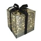 GIOCOPLAST NATALE - PACCO REGALO VETRO FUME' DESIGN 12 CM CON GOCCE DI LED A BATTERIE