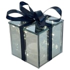 GIOCOPLAST NATALE - PACCO REGALO VETRO FUME' DESIGN 7 CM CON GOCCE DI LED, BATT. INCL.