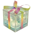 GIOCOPLAST NATALE - PACCO REGALO VETRO CRYSTAL DESIGN 7 CM CON GOCCE DI LED, BATT. INCL.